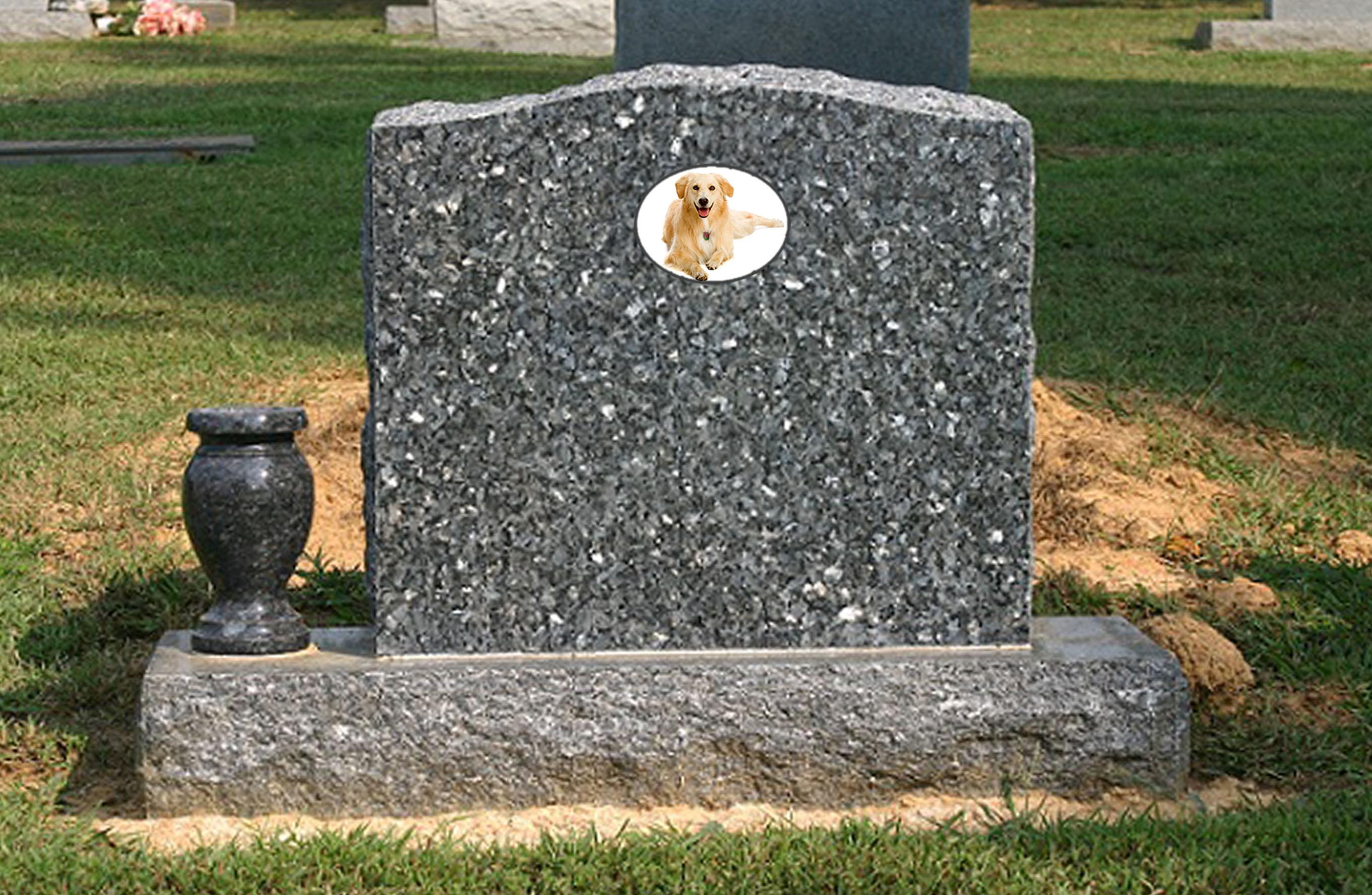 Headstone flowers at a memorial